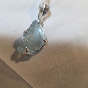 Sterling Silver Pendant with Light Blue Aquamarine Stone